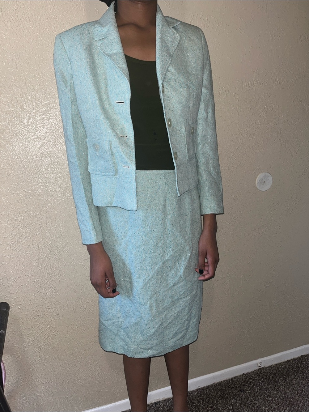 Kasper Mint Green Two-Piece Skirt Suit